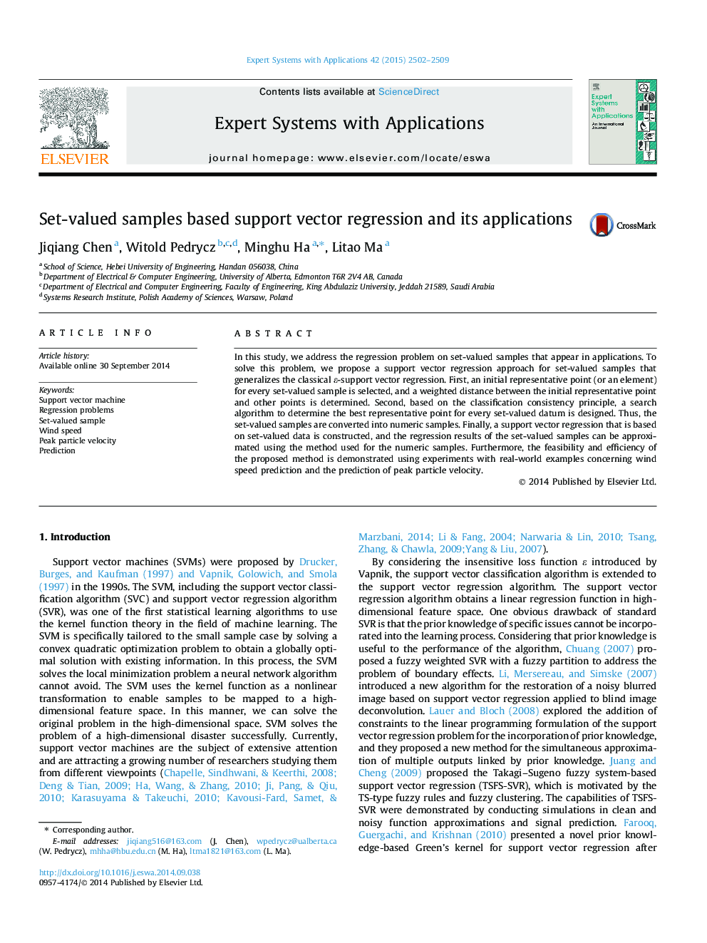 Set-valued samples based support vector regression and its applications