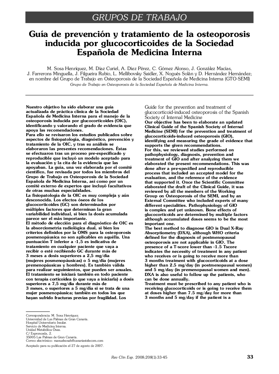 Guía de prevención y tratamiento de la osteoporosis inducida por glucocorticoides de la Sociedad Española de Medicina Interna