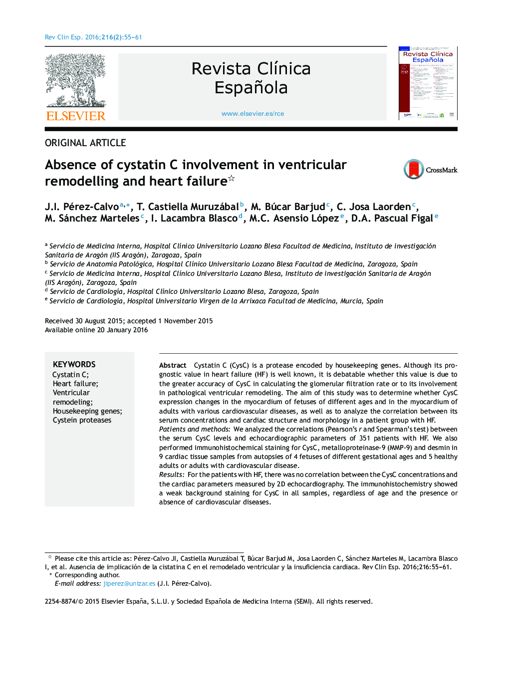 Absence of cystatin C involvement in ventricular remodelling and heart failure 