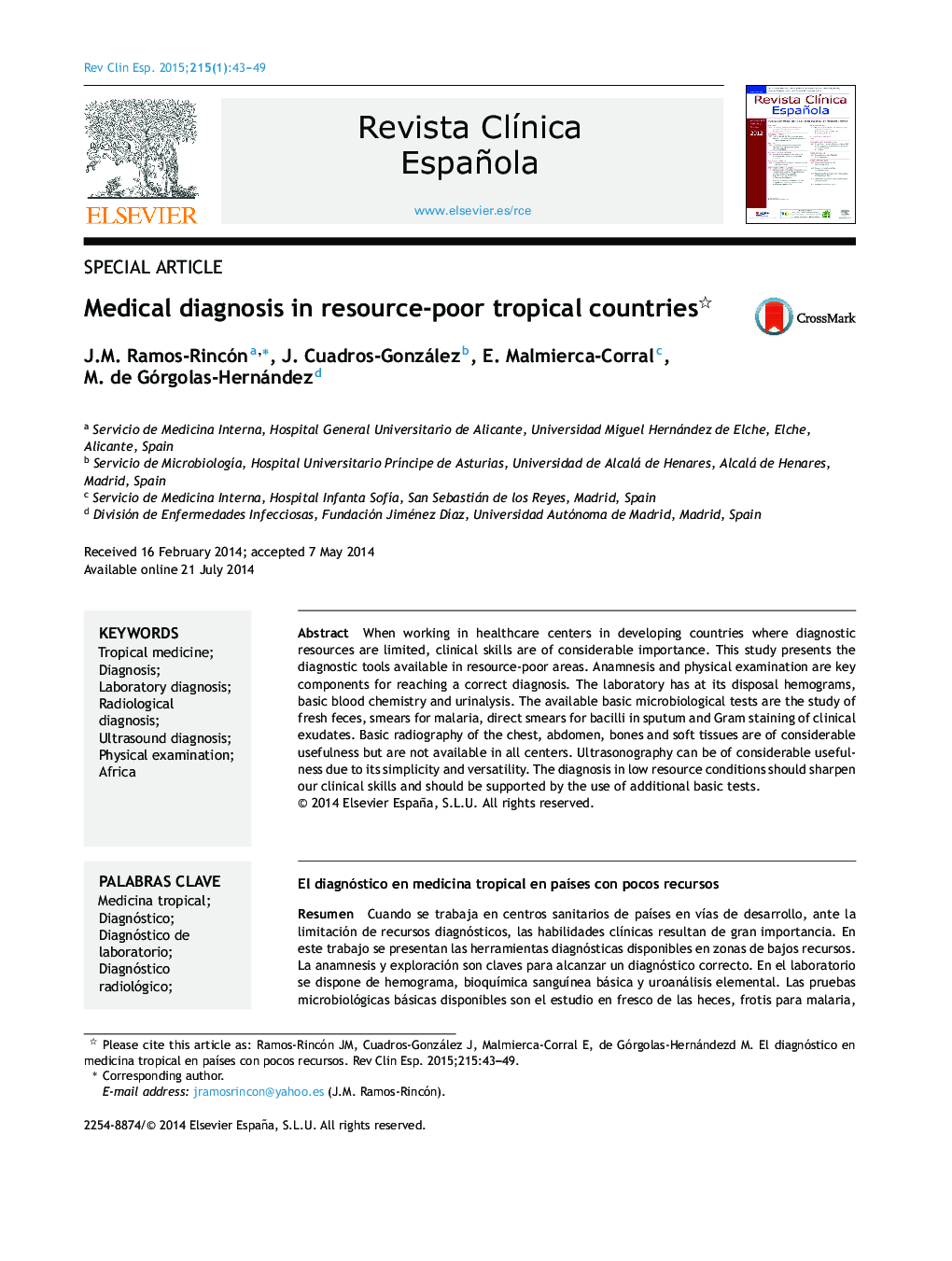 Medical diagnosis in resource-poor tropical countries 