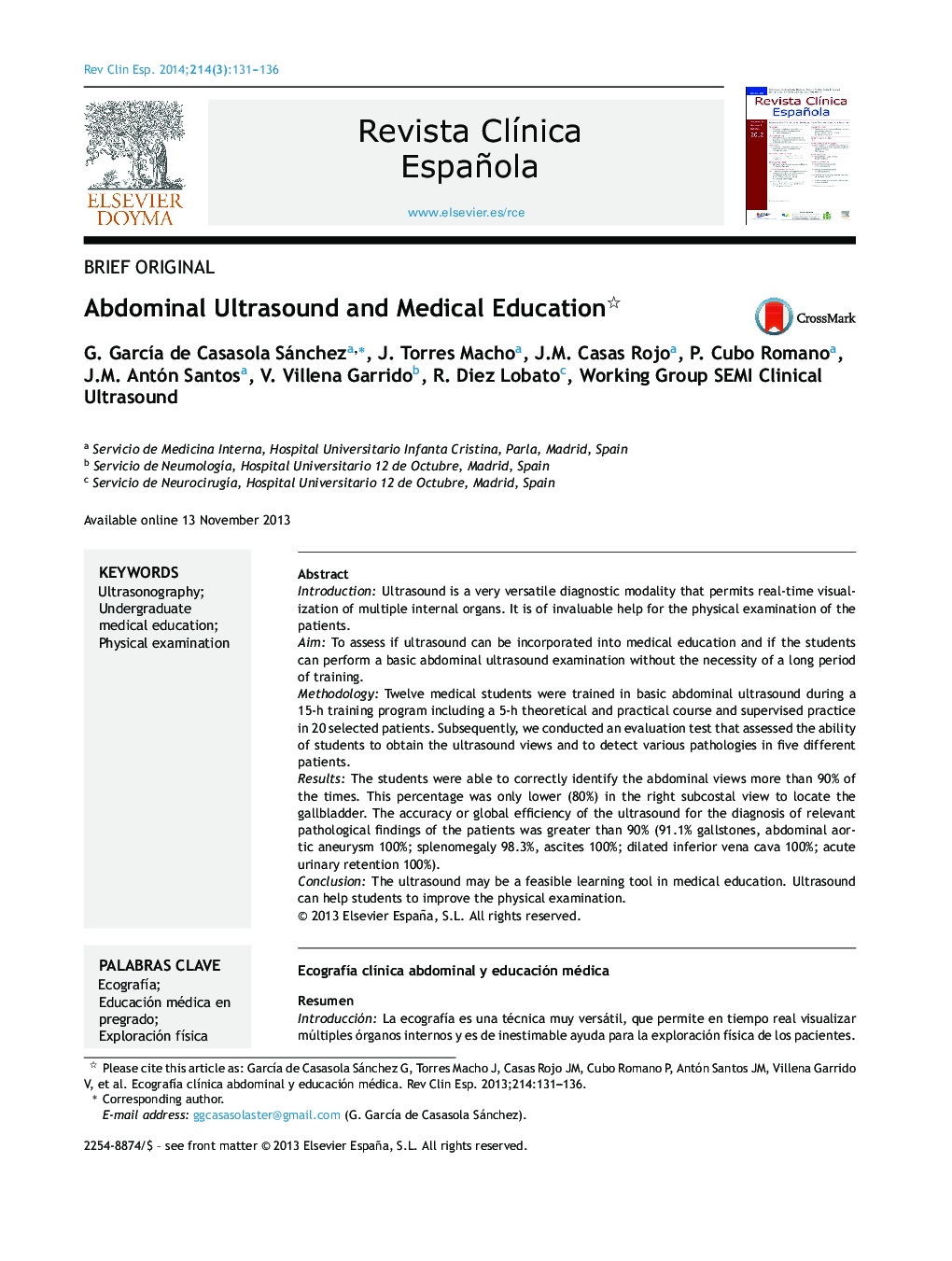 Abdominal Ultrasound and Medical Education 