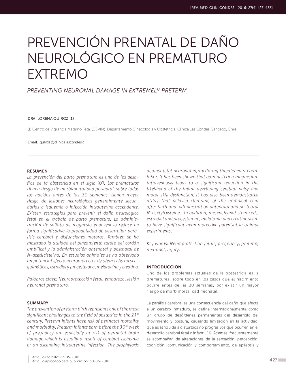 PREVENCIÓN PRENATAL DE DAÑO NEUROLÓGICO EN PREMATURO EXTREMO 