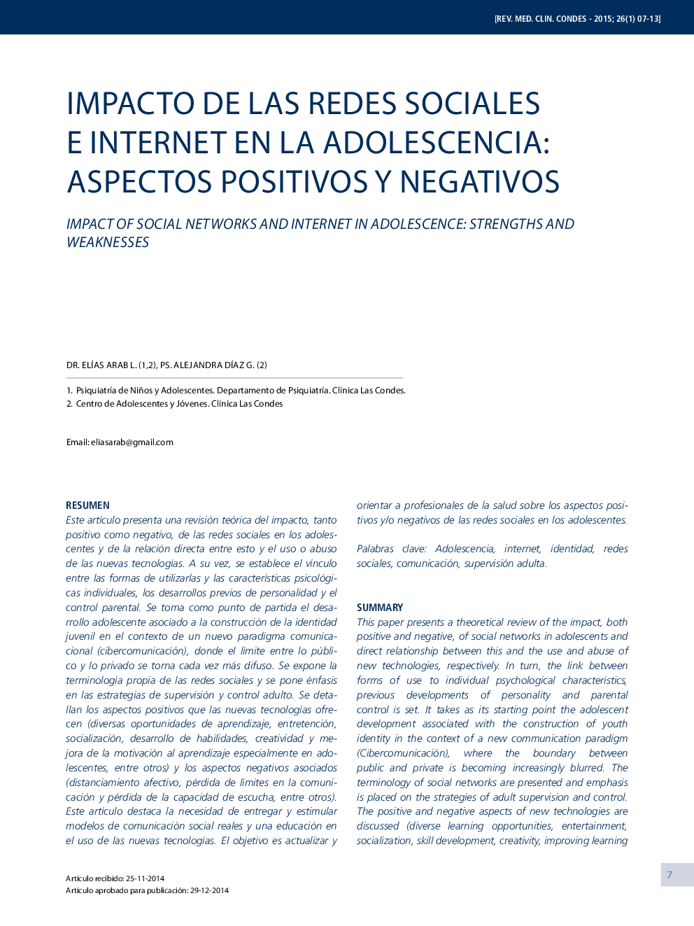 Impacto de las redes sociales e internet en la adolescencia: aspectos positivos y negativos