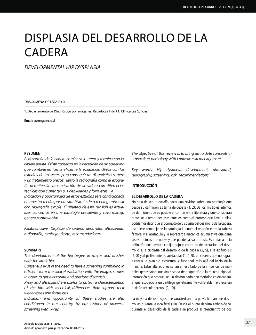 Displasia del desarrollo de la cadera