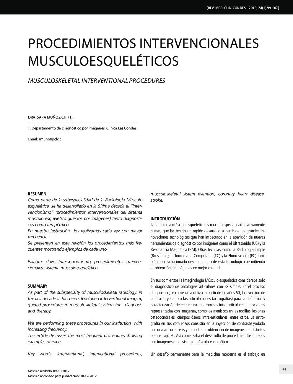 Procedimientos intervencionales musculoesqueléticos