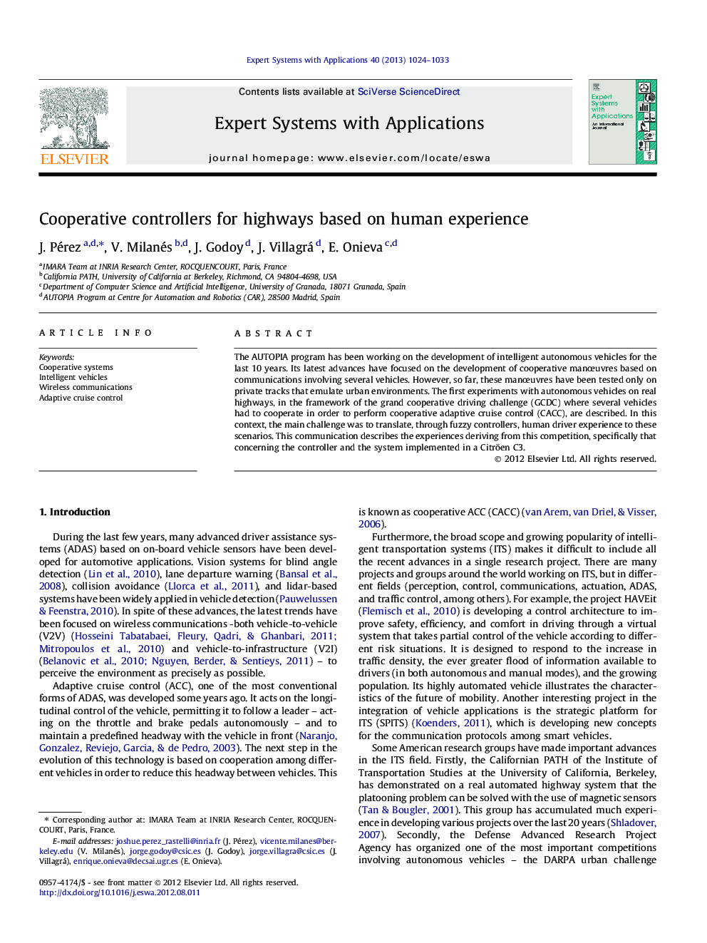 Cooperative controllers for highways based on human experience