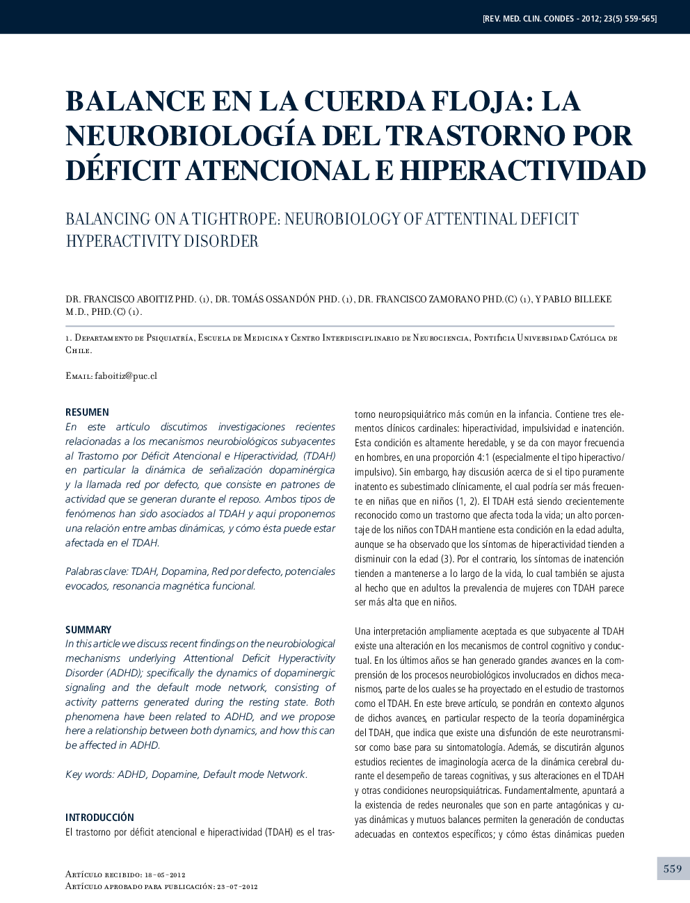 Balance en la cuerda floja: la neurobiología del trastorno por déficit atencional e hiperactividad