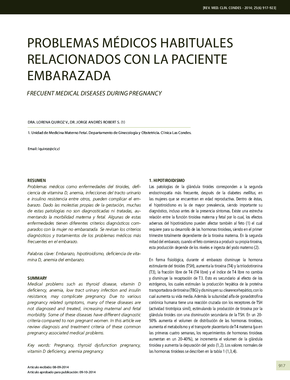 Problemas médicos habituales relacionados con la paciente embarazada