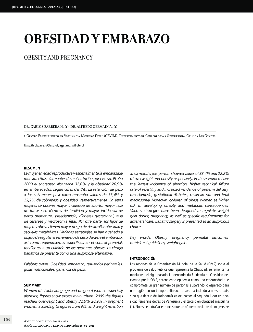 عکس صفحه اول مقاله: Obesidad y embarazo Obesidad y embarazo
