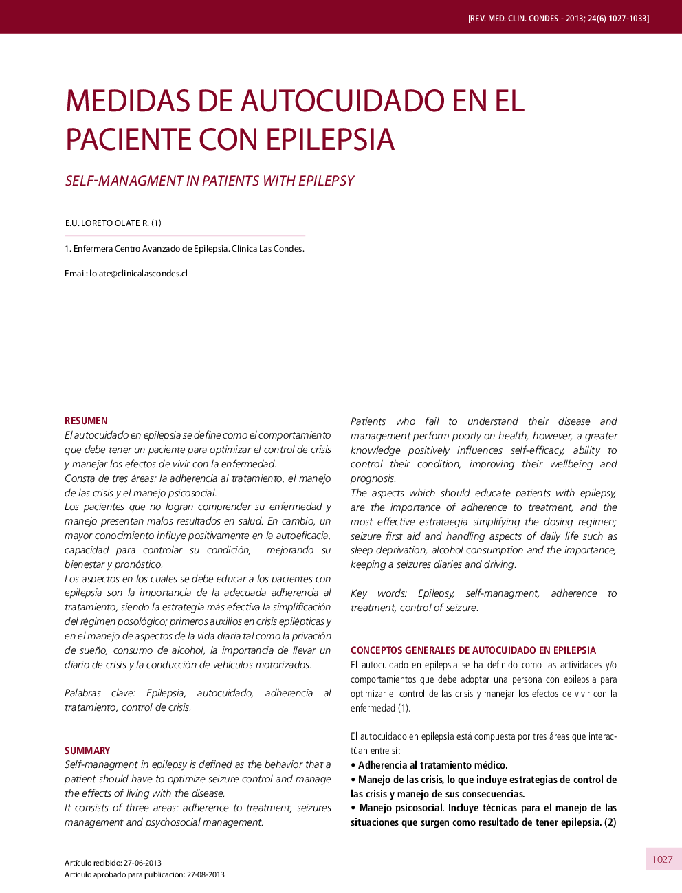 Medidas de autocuidado en el paciente con epilepsia