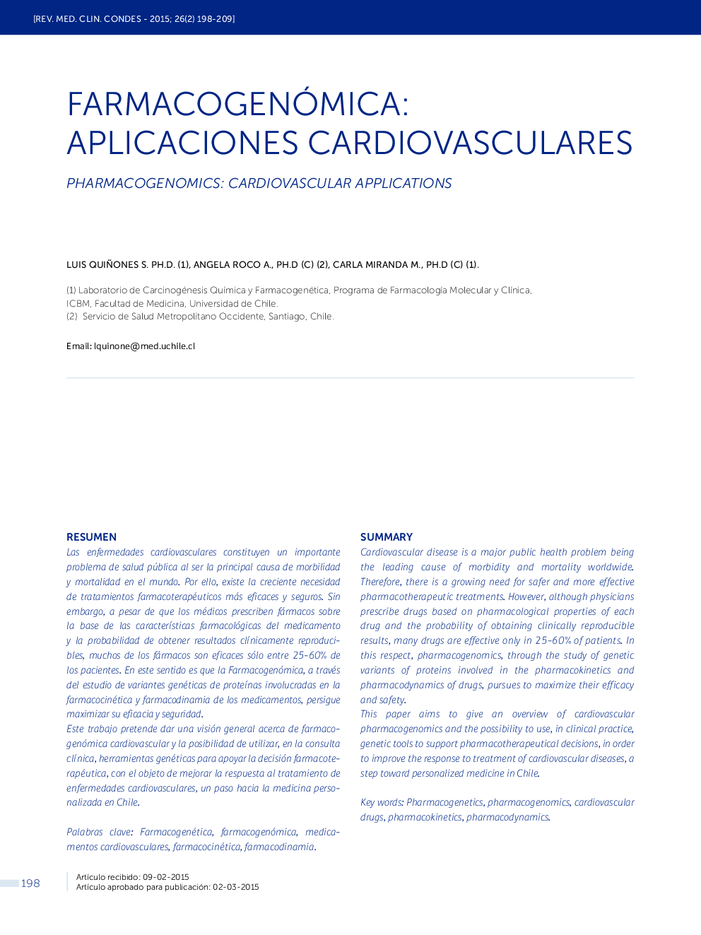 Farmacogenómica: Aplicaciones cardiovasculares