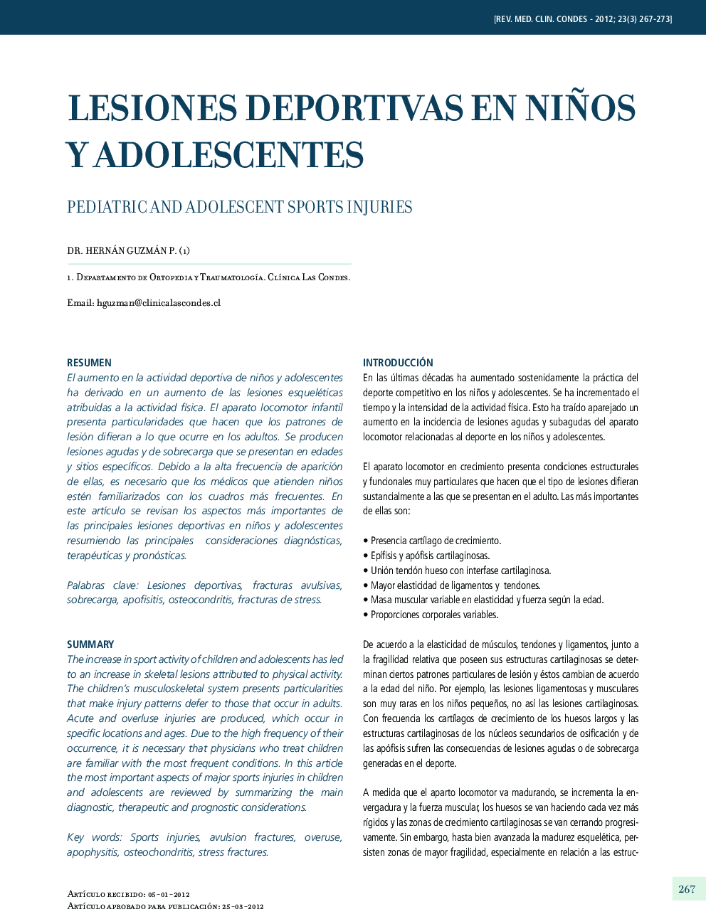 Lesiones deportivas en niños y adolescentes