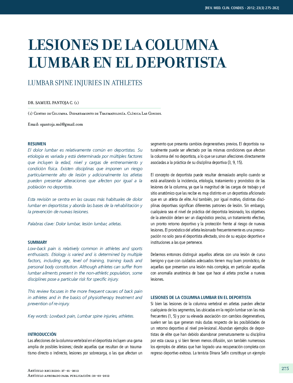 Lesiones de la columna lumbar en el deportista