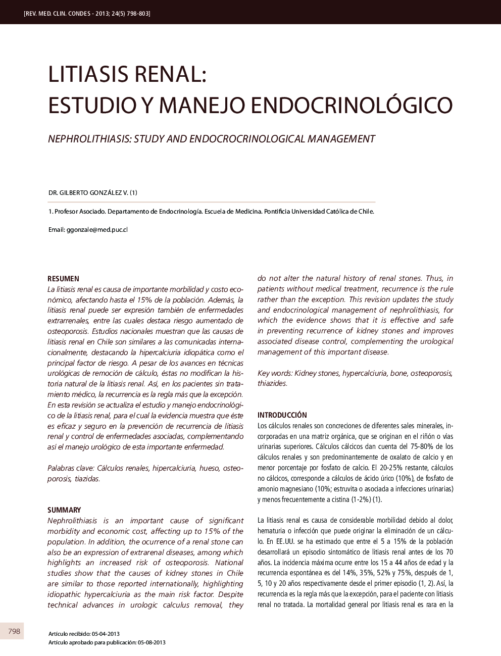 Litiasis renal: estudio y manejo endocrinológico