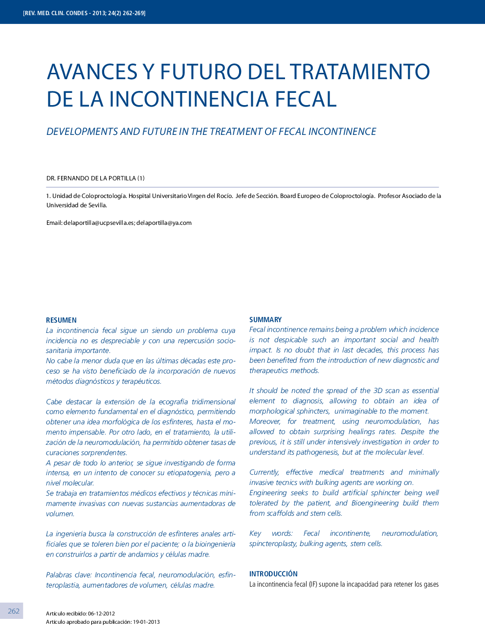 عکس صفحه اول مقاله: Avances y futuro del tratamiento de la incontinencia fecal Avances y futuro del tratamiento de la incontinencia fecal