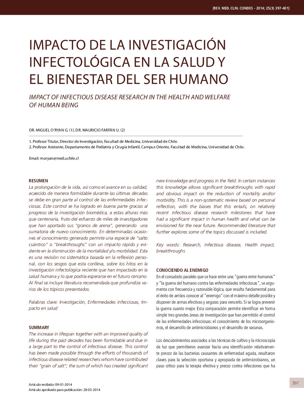 Impacto de la investigación infectológica en la salud y el bienestar del ser humano