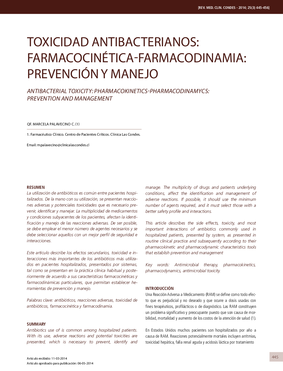 Toxicidad antibacterianos: farmacocinética-farmacodinamia: prevención y manejo