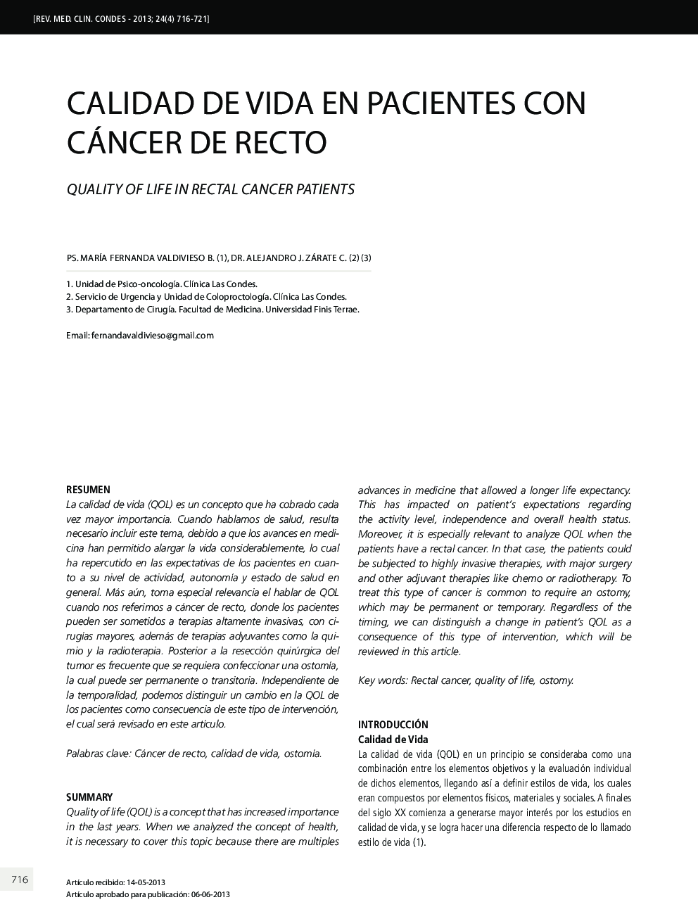 Calidad de vida en pacientes con cáncer de recto