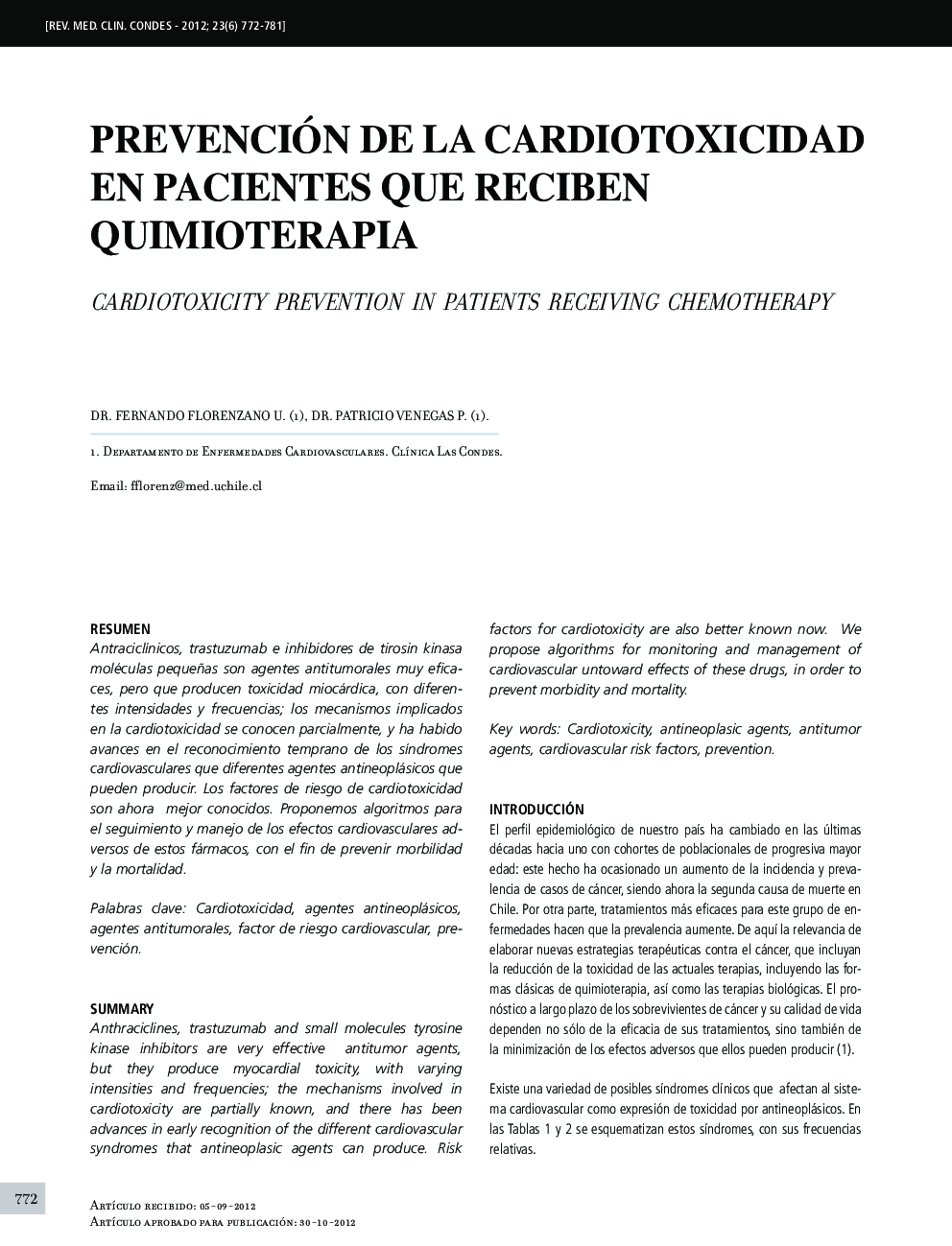 Prevención de la cardiotoxicidad en pacientes que reciben quimioterapia