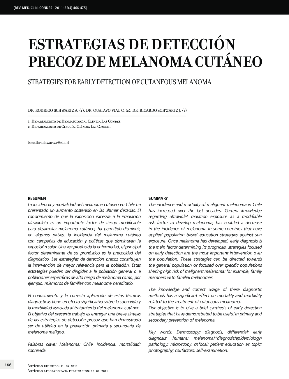 Estrategias de detección precoz de melanoma cutáneo