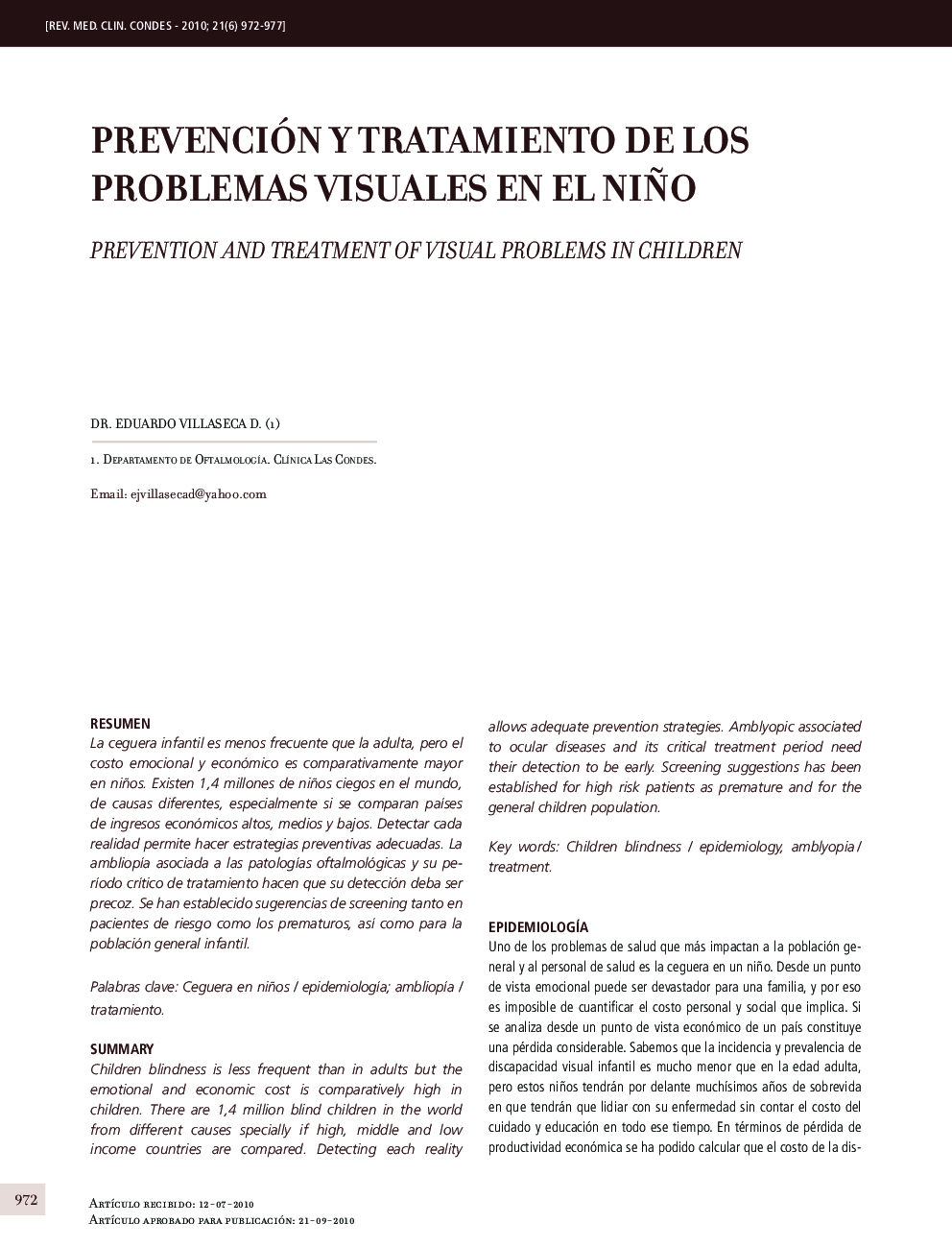 Prevención y tratamiento de los problemas visuales en el niño