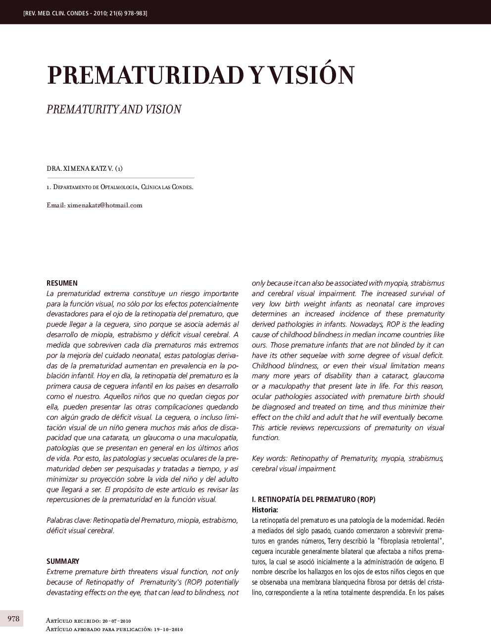 Prematuridad y visión
