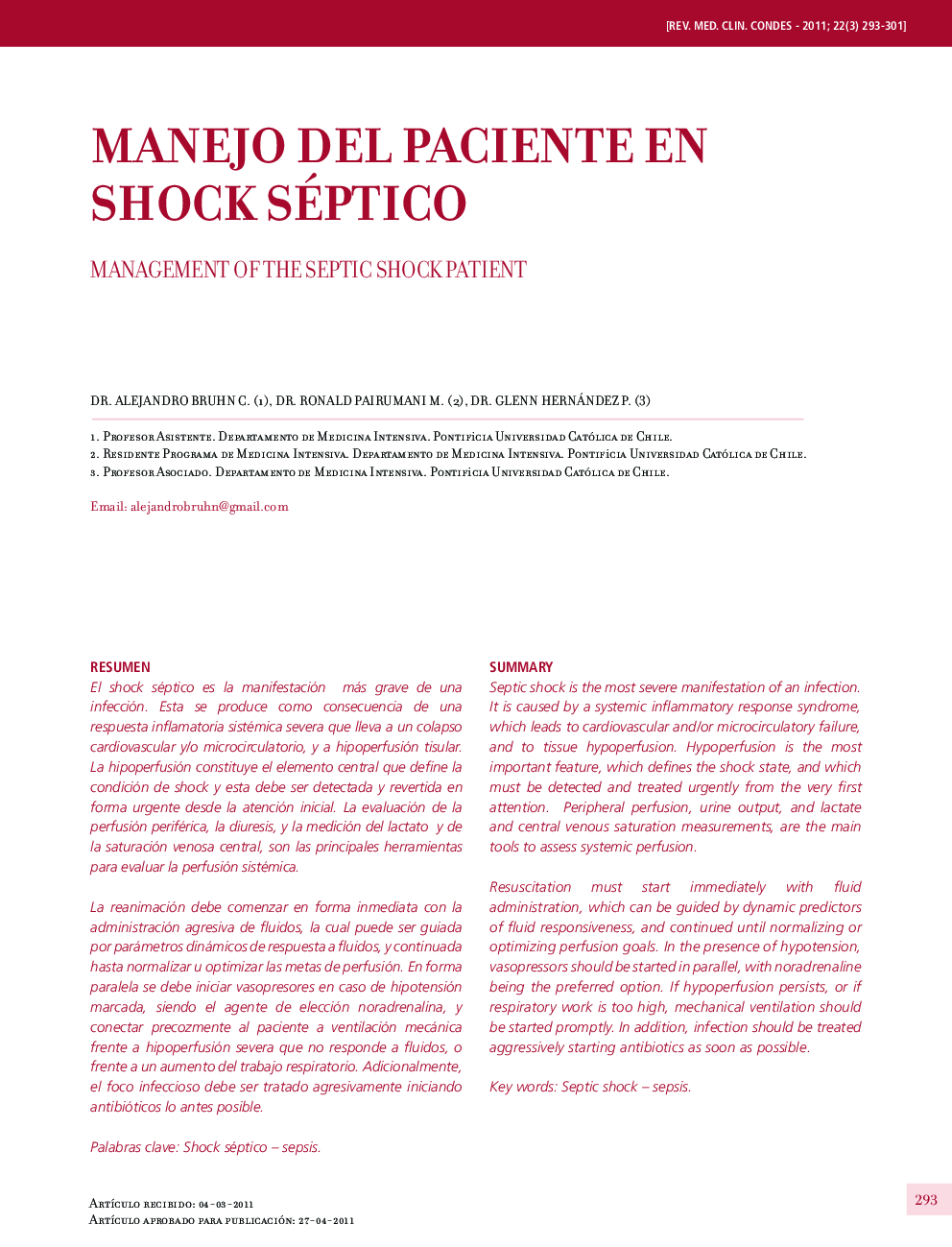 عکس صفحه اول مقاله: Manejo del paciente en shock séptico Manejo del paciente en shock séptico