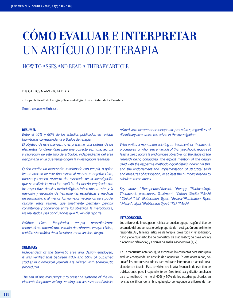 Cómo evaluar e interpretar un artículo de terapia