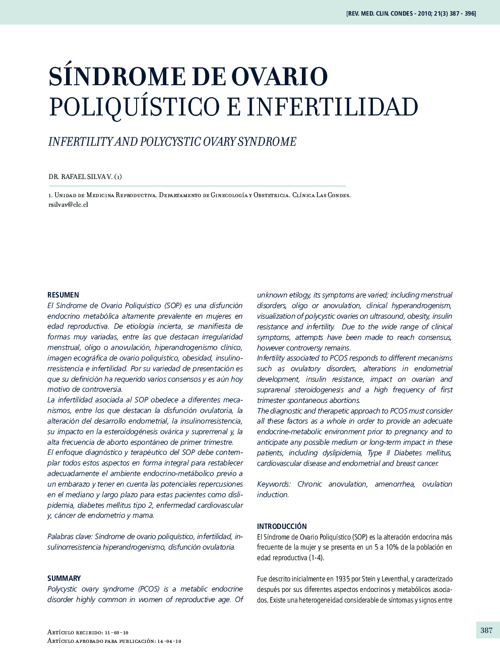 Síndrome de ovario poliquístico e infertilidad