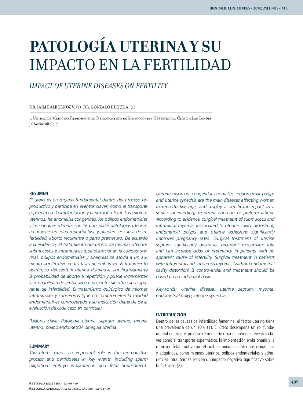 Patología uterina y su impacto en la fertilidad