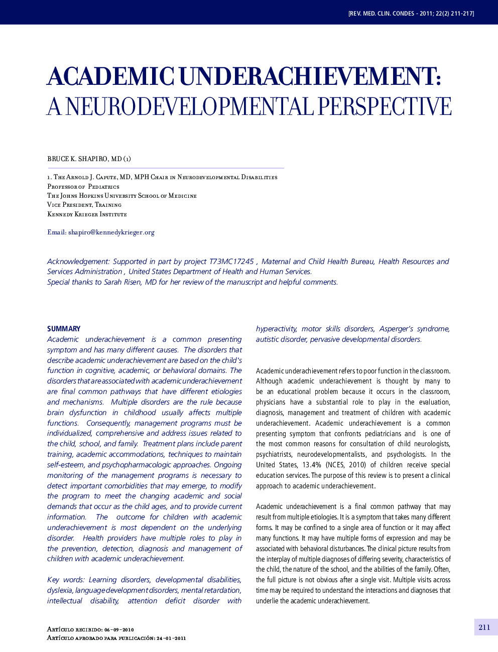 Academic underachievement: A neurodevelopmental perspective