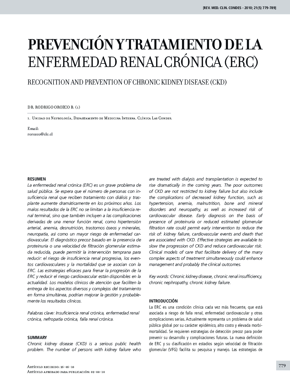 Prevención y tratamiento de la enfermedad renal crónica (ERC)