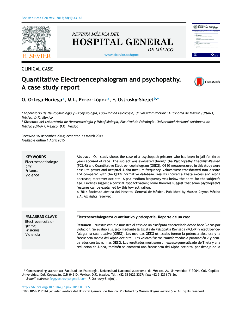 Quantitative Electroencephalogram and psychopathy. A case study report