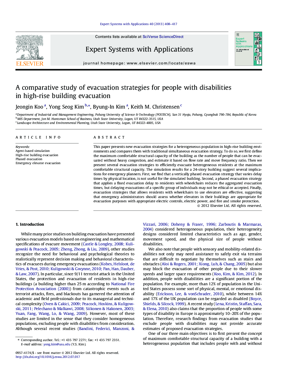 A comparative study of evacuation strategies for people with disabilities in high-rise building evacuation