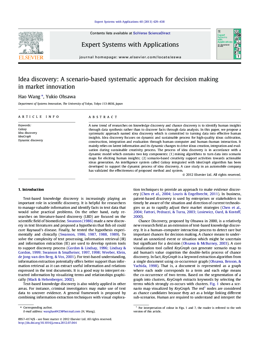 Idea discovery: A scenario-based systematic approach for decision making in market innovation