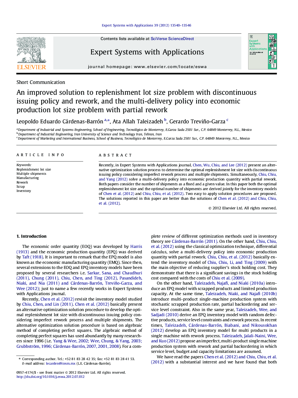 An improved solution to replenishment lot size problem with discontinuous issuing policy and rework, and the multi-delivery policy into economic production lot size problem with partial rework