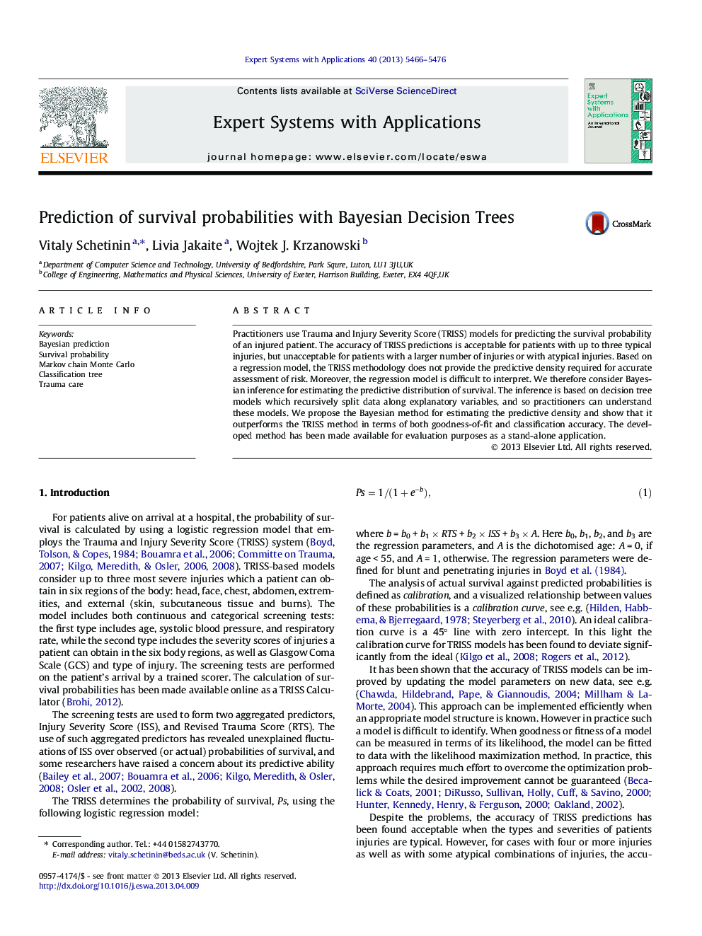 Prediction of survival probabilities with Bayesian Decision Trees