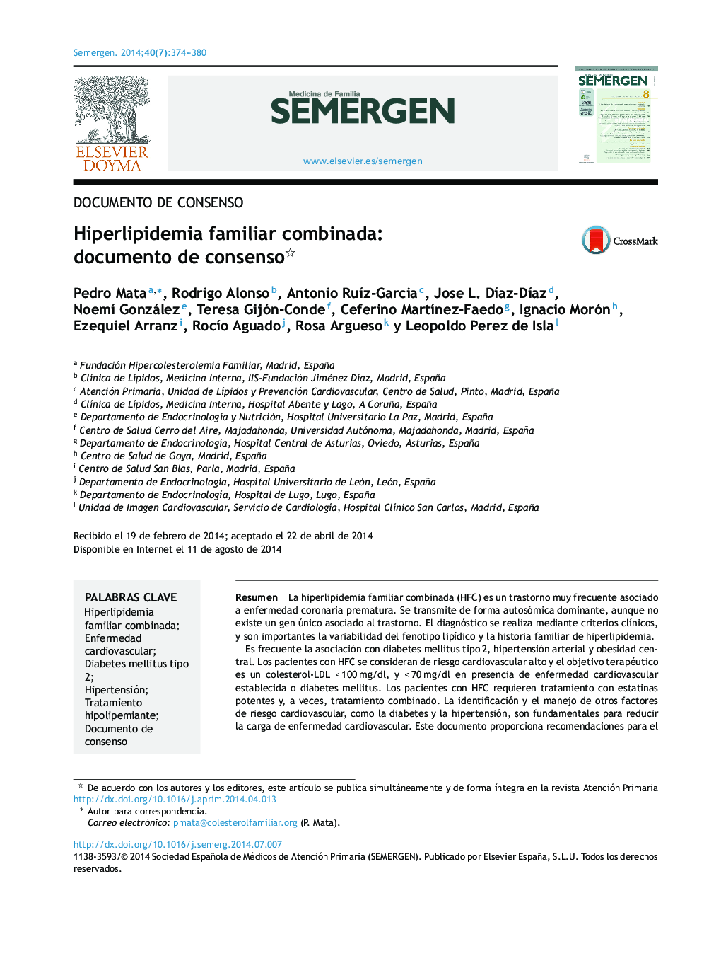 Hiperlipidemia familiar combinada: documento de consenso 