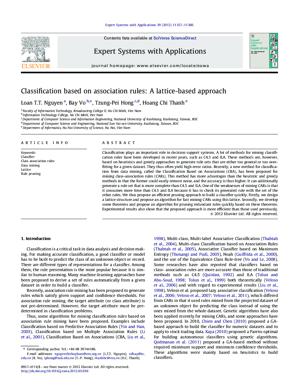 Classification based on association rules: A lattice-based approach