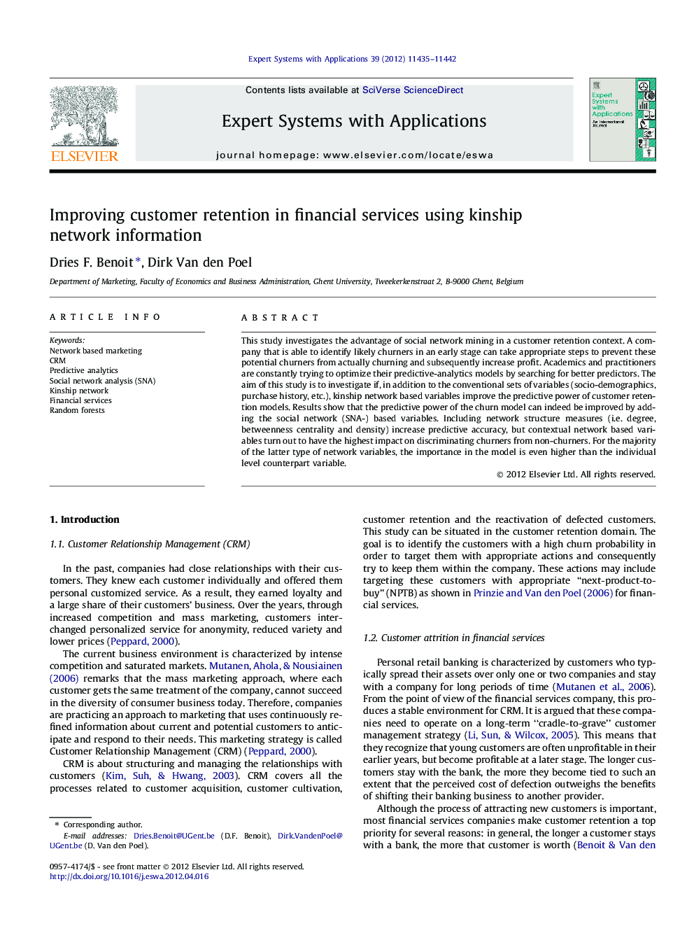 Improving customer retention in financial services using kinship network information