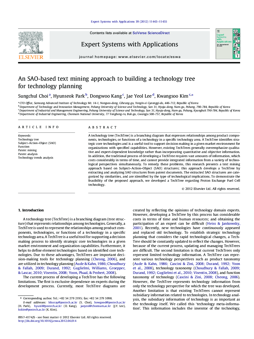 An SAO-based text mining approach to building a technology tree for technology planning