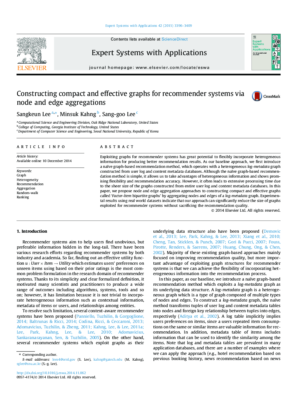 Constructing compact and effective graphs for recommender systems via node and edge aggregations