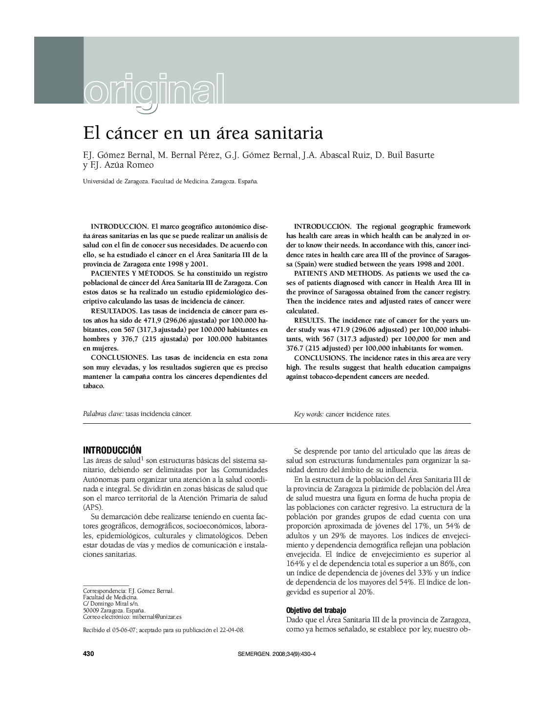 OriginalEl cáncer en un área sanitaria