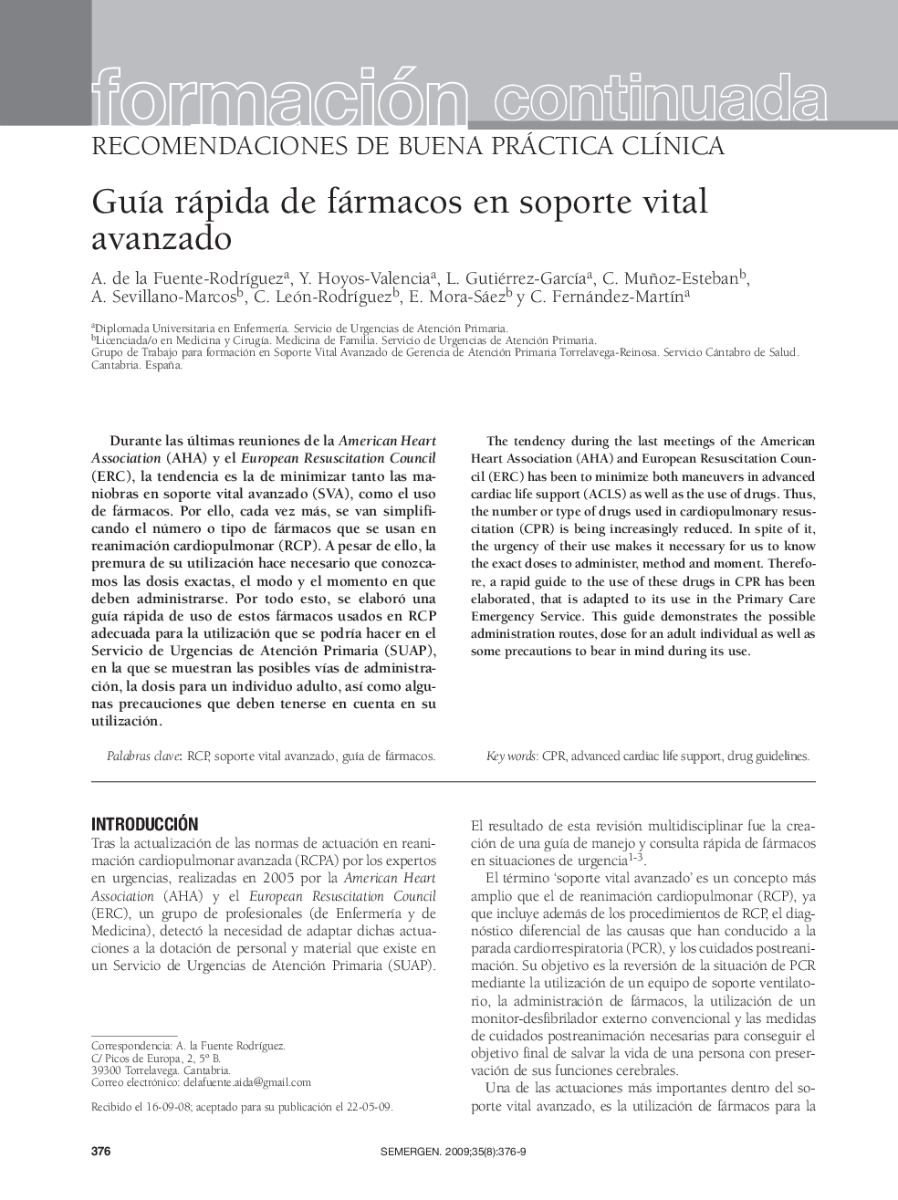 Guía rápida de fármacos en soporte vital avanzado