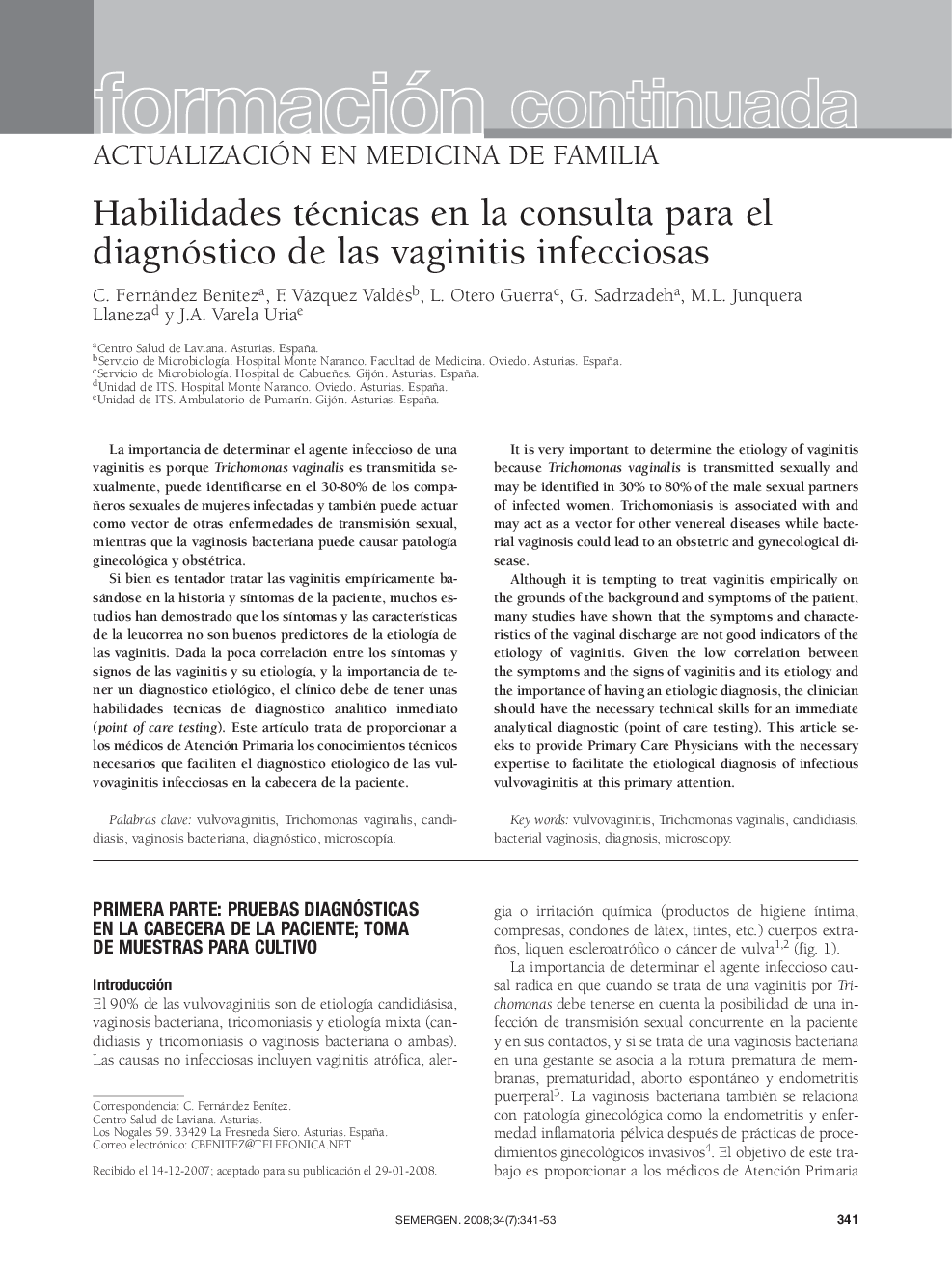 Habilidades técnicas en la consulta para el diagnóstico de las vaginitis infecciosas