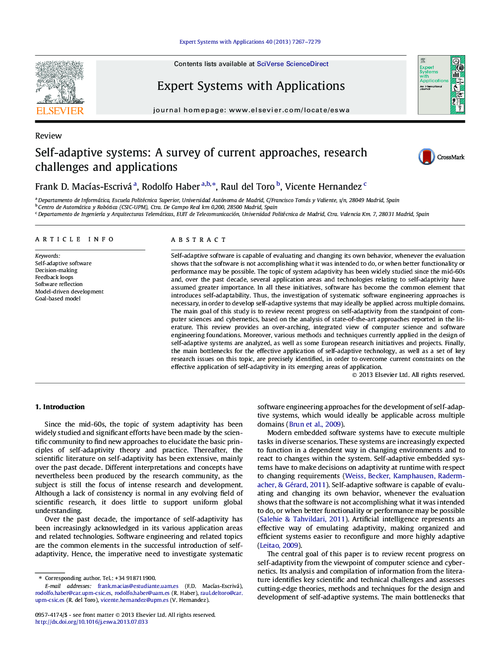 Self-adaptive systems: A survey of current approaches, research challenges and applications