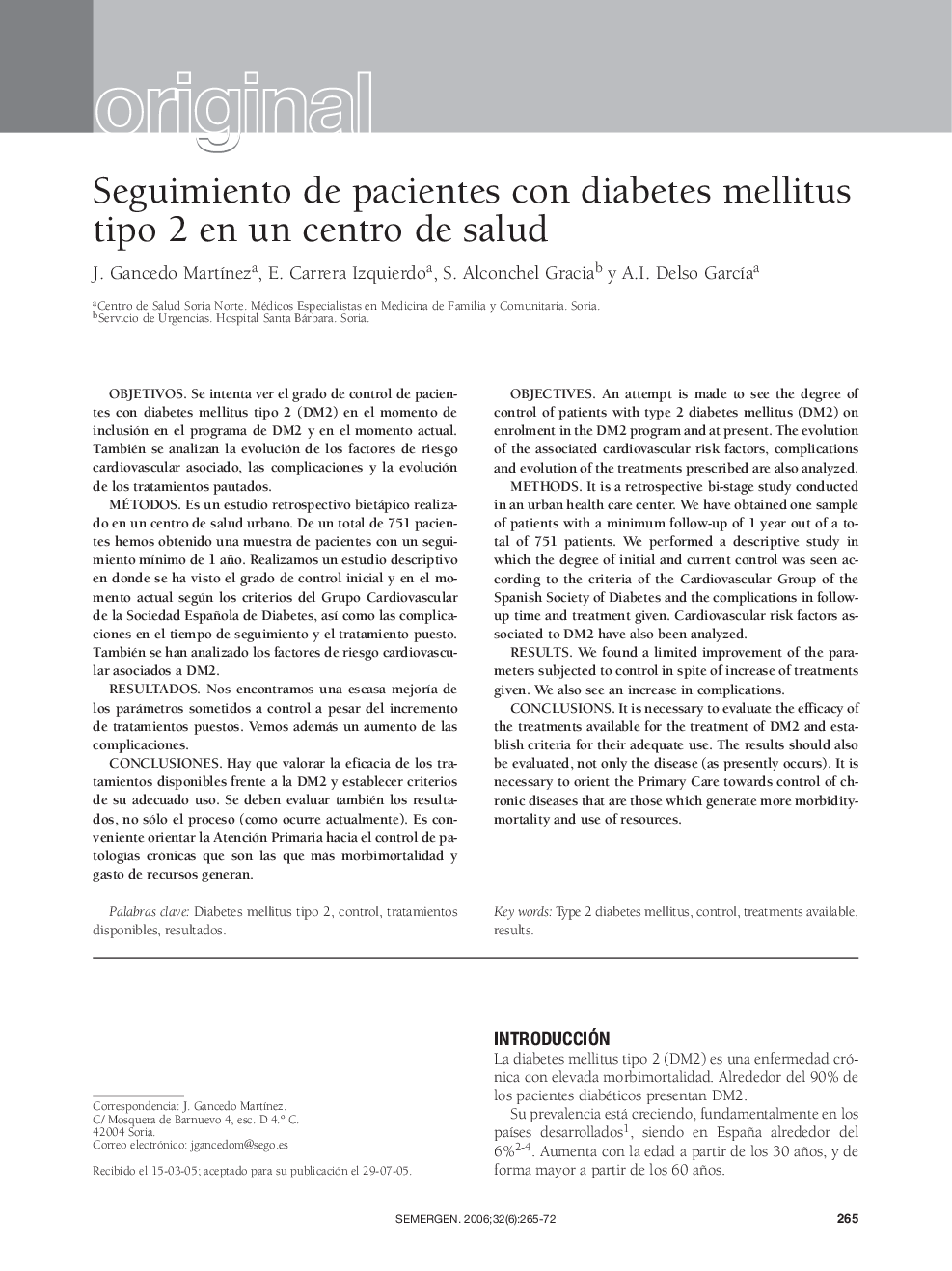 Seguimiento de pacientes con diabetes mellitus tipo 2 en un centro de salud