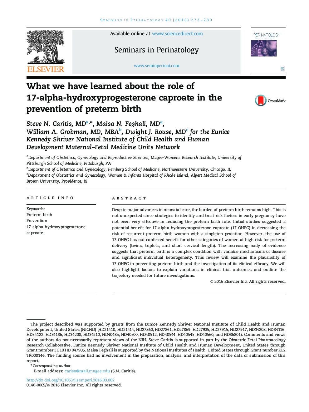 What we have learned about the role of 17-alpha-hydroxyprogesterone caproate in the prevention of preterm birth 