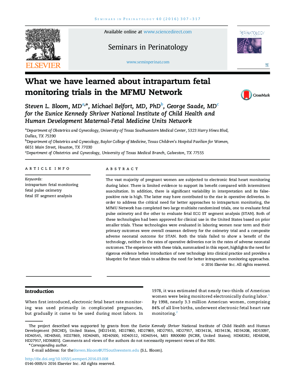 What we have learned about intrapartum fetal monitoring trials in the MFMU Network 