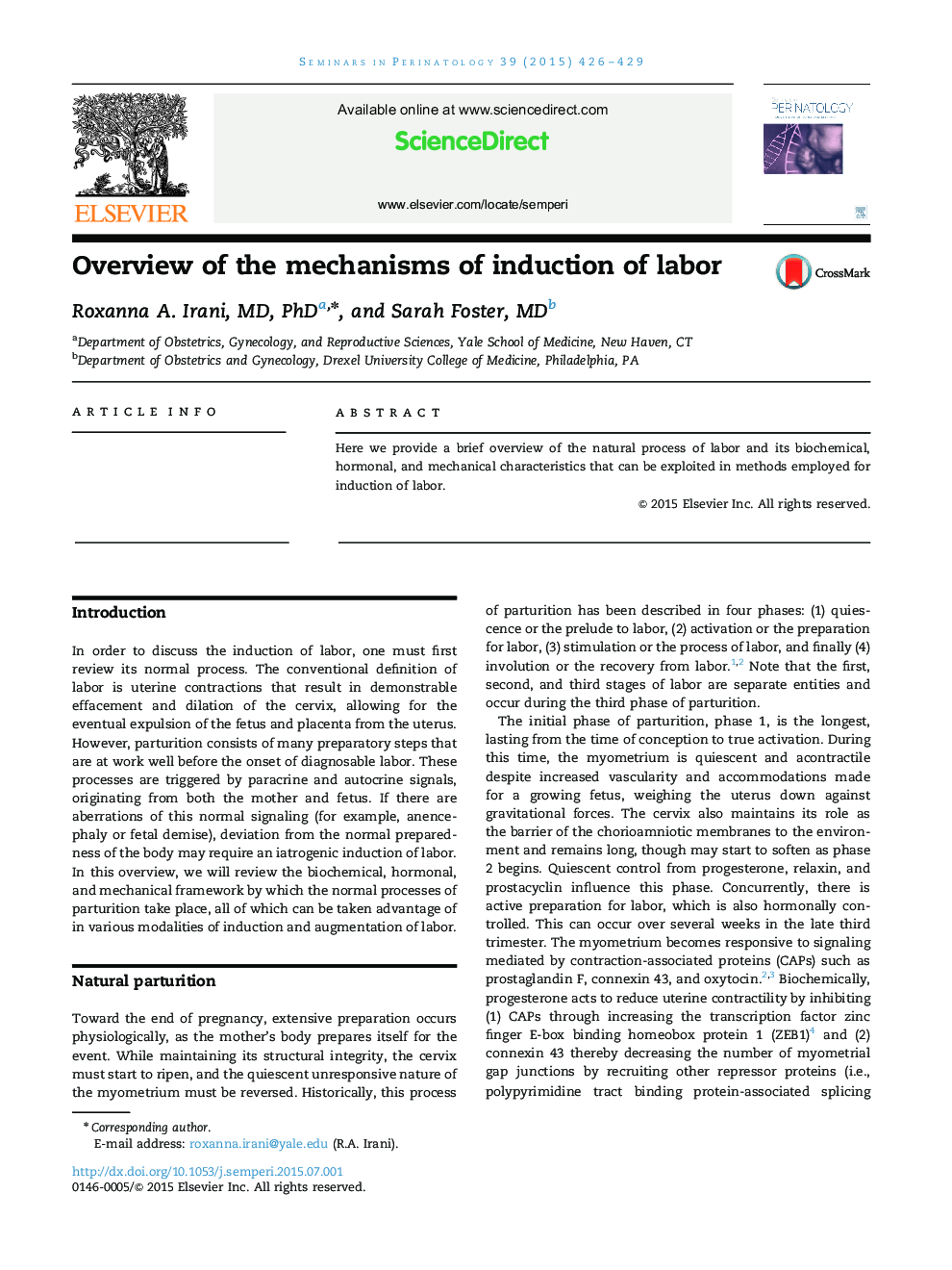 Overview of the mechanisms of induction of labor